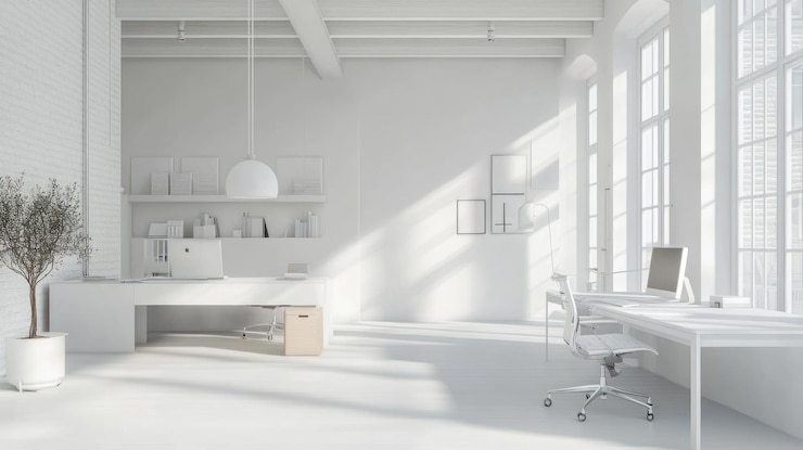 Photo minimalist white office interior design