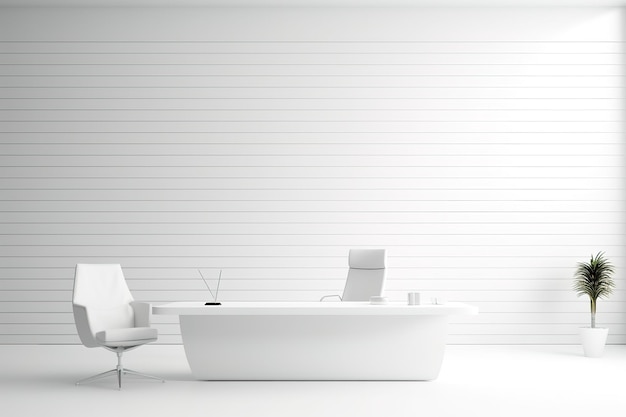 Фото Минималистское белое офисное пространство с макетом стены generative ai