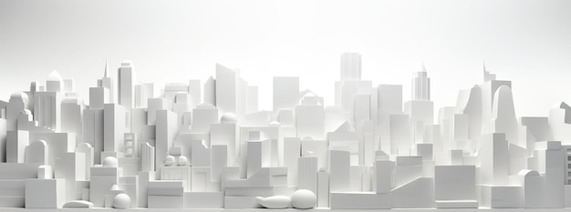 Photo minimalist white paper city model panorama