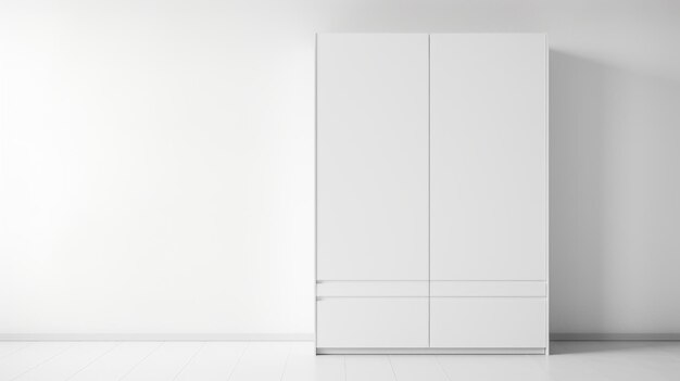 Photo minimalist white wardrobe on plain background