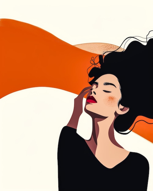 Illustrazione femminile minimalista con copyspace per il testo