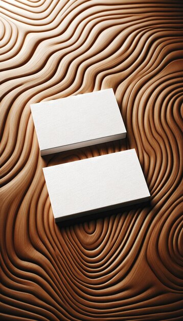 Photo minimalist wood panel business card design mockup