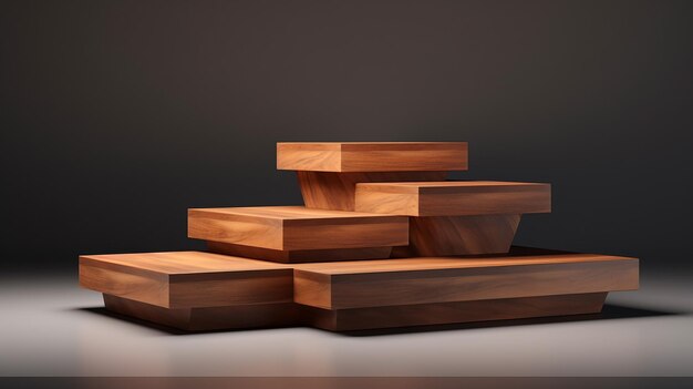 Foto piattaforme di esposizione di prodotti in legno minimalisti