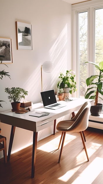 Minimalist Work Space at Home with Natural Daylight