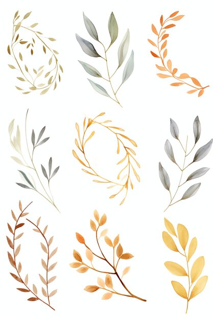 Photo minimalist wreath minimalist shades of floral gold mustard and rust watercolor for autumn events