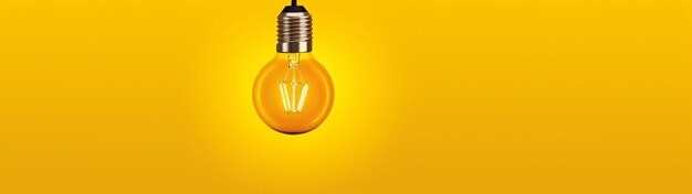 Photo minimalist yellow light bulb with copy space generative ai