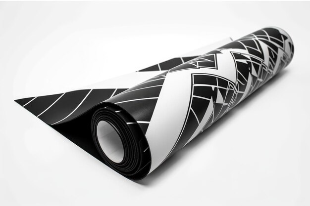 Foto tappetino da yoga minimalista con design in bianco e nero creato con intelligenza artificiale generativa