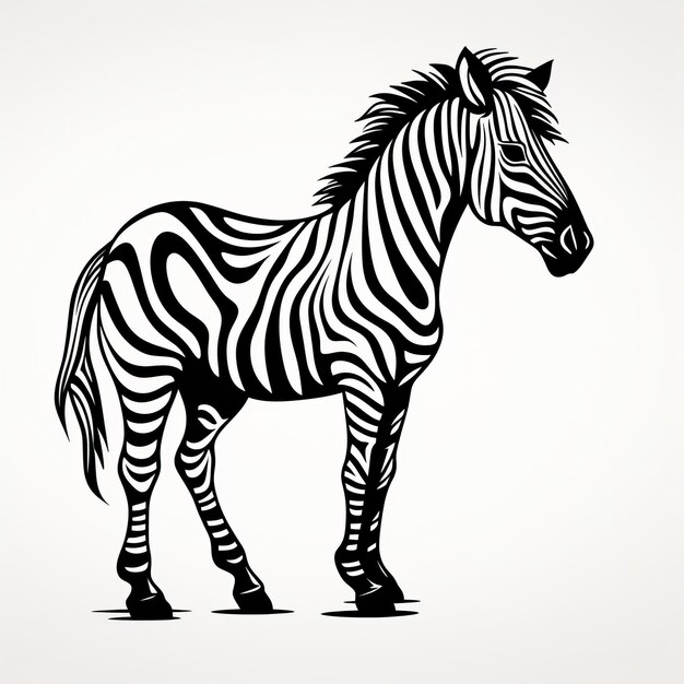 Photo minimalist zebra silhouette illustration on white background