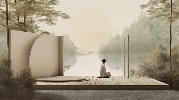Minimalist Zen garden illustration
