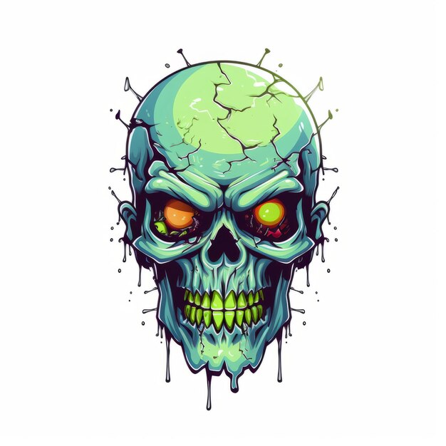 Minimalist Zombie Logo 3d Class Illustration With Cracked Energyfilled Skull