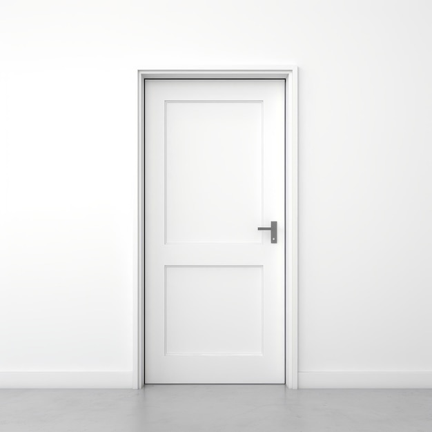 Photo minimalistic 8k white door in playful empty room