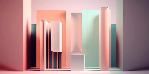 Minimalistic abstract composition with bold lines and pastel Generative AI