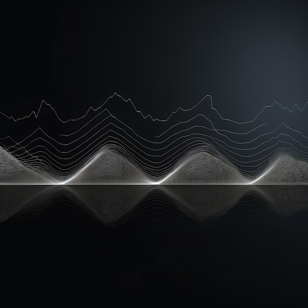 Minimalistic Album Cover With Sound Waves In Studio