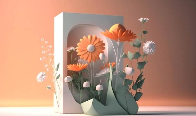 Minimalistic approach to design an spring flower background with simple shapes and muted tones