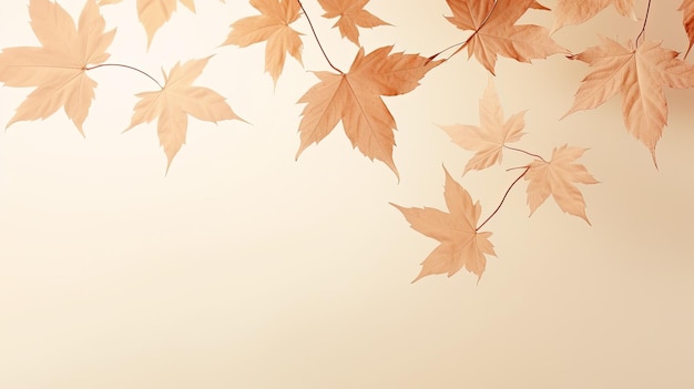 Photo minimalistic autumn background with maple leaf shadows on beige silhouette concept