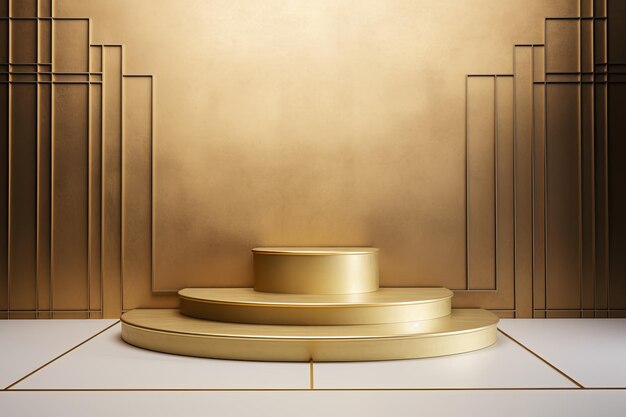 минималистический фон с золотым подиумом в ретро-стиле с пустым пространством вокруг