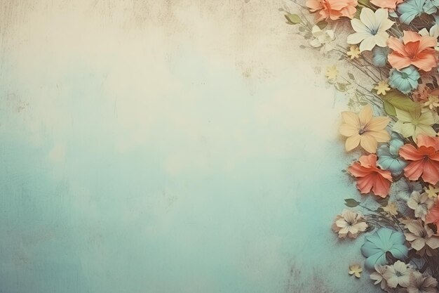 Photo minimalistic background with the texture of flowers prints retro shades shabby wall no more than three colors craft paper copy space ar 32 stylize 50 job id 5002366836f040e5931f9a459292391f