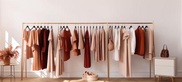 minimalistic beige female fashion dress clothes boutique ai