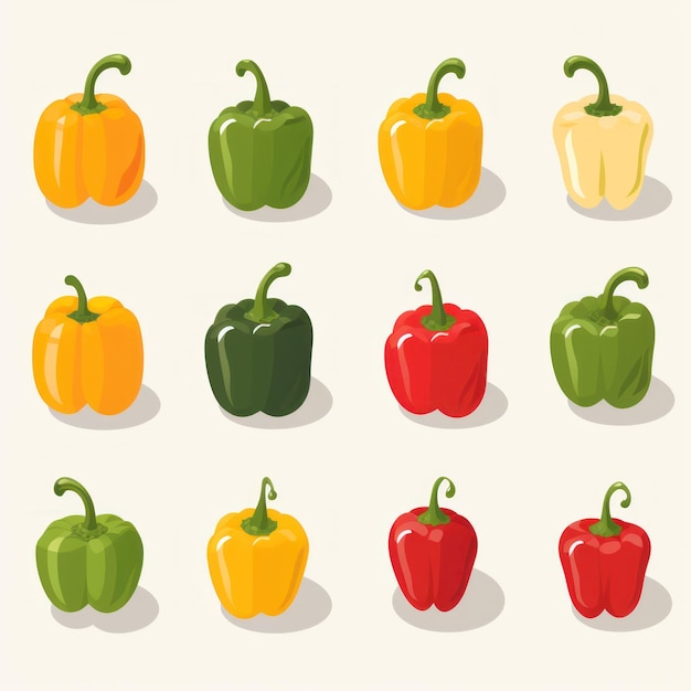 Minimalistic Bell Pepper Set AI Generated