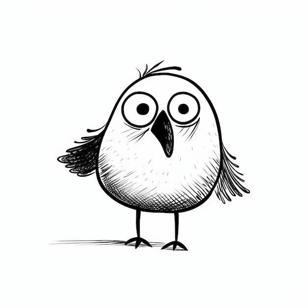 Minimalistic Bird Doodle Line Art