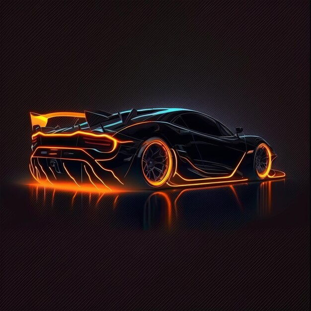 Minimalistic black car with orange lines