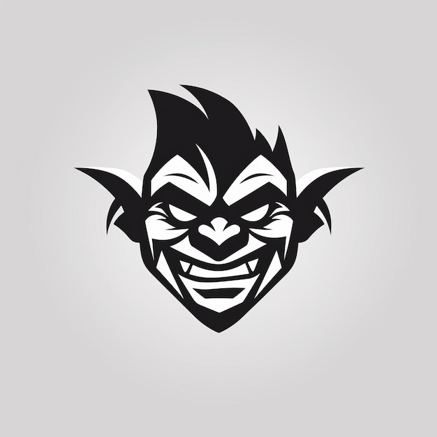 Minimalistic Black And Grey Devil Illustration With Playful Negative Space