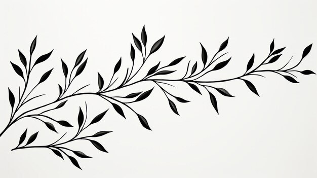 Foto disegno minimalista di ramo di foglia nera su sfondo bianco