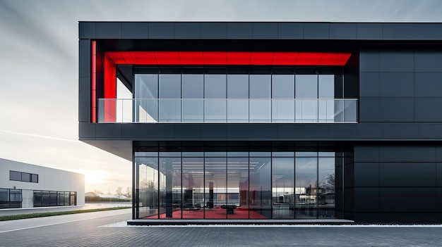 Minimalistic black and red building exterior