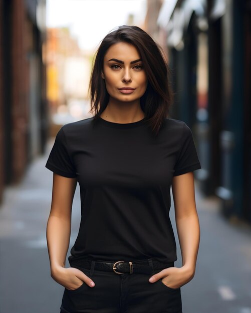 Photo minimalistic black tshirt mockup