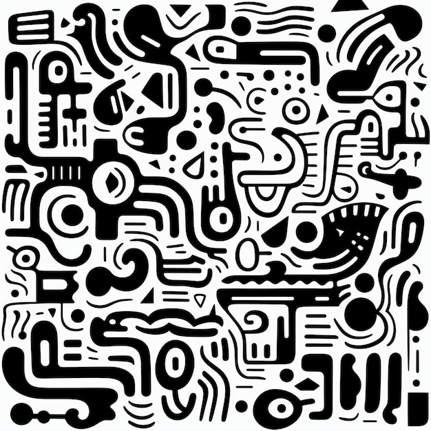 Minimalistic Black And White Doodle Poster With Thick Lines