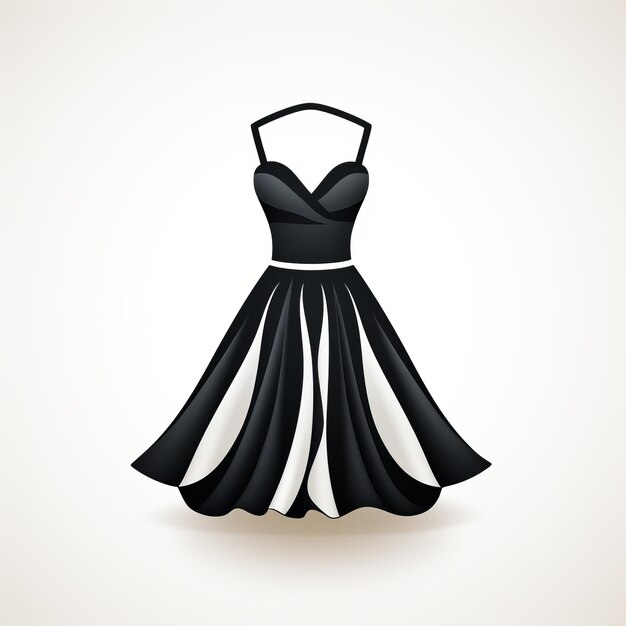 백색 배경 에 있는 미니멀리즘적 인 흑백 드레스 아이콘