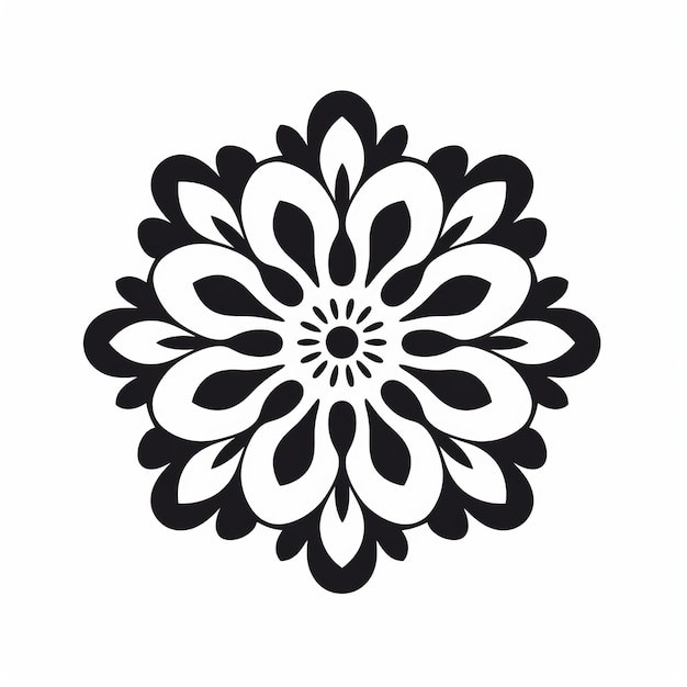 Минималистическая черно-белая икона цветов мандалы