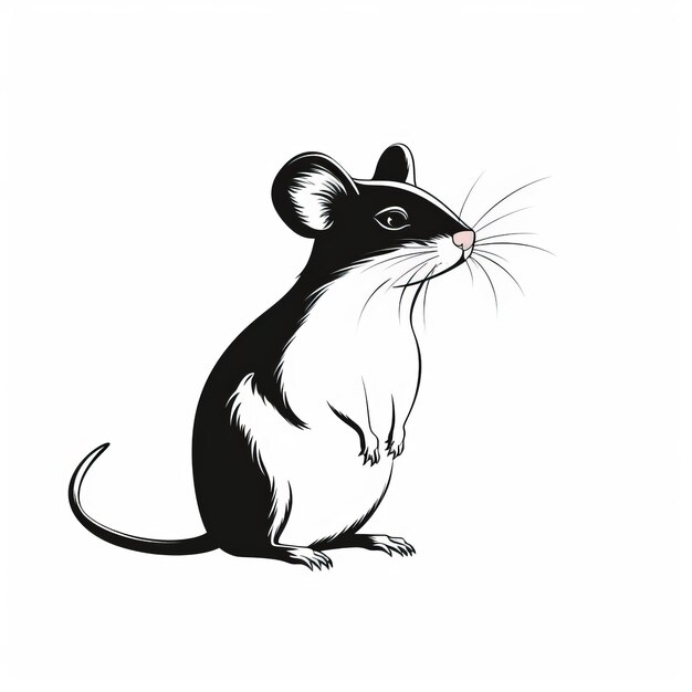 Photo minimalistic black and white mouse illustration