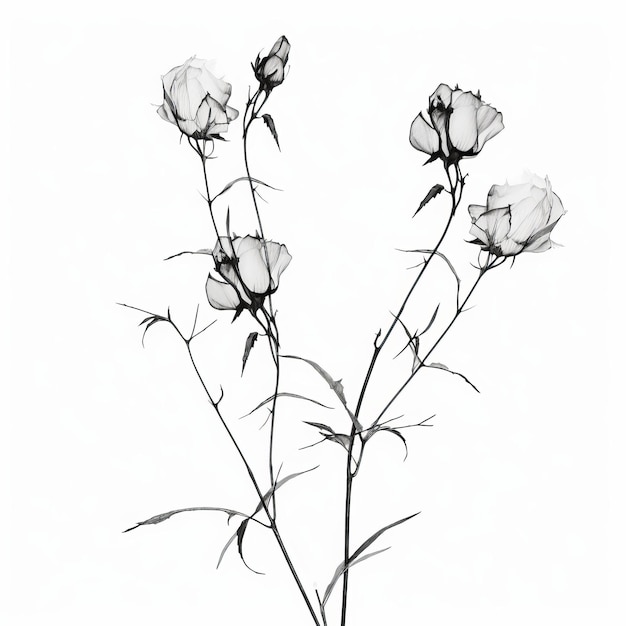 Photo minimalistic black and white rose print for sale