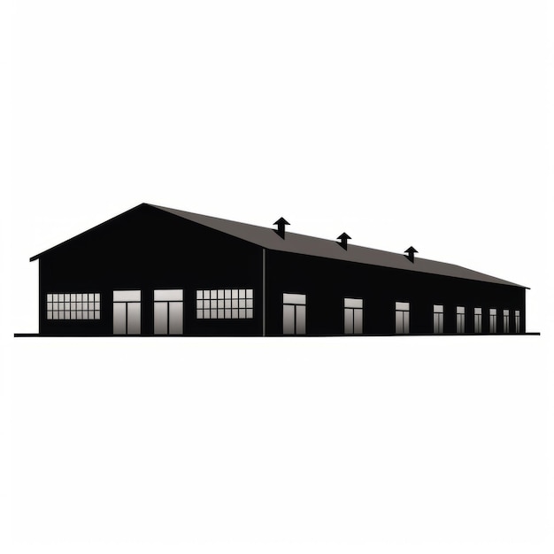 Minimalistic Black And White Warehouse Silhouette