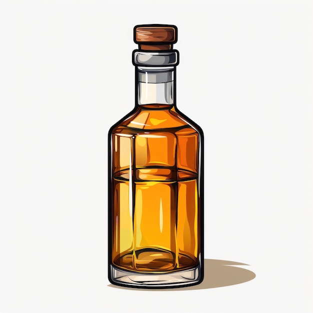 Minimalistic Bottle of Rum Clipart AI Generated