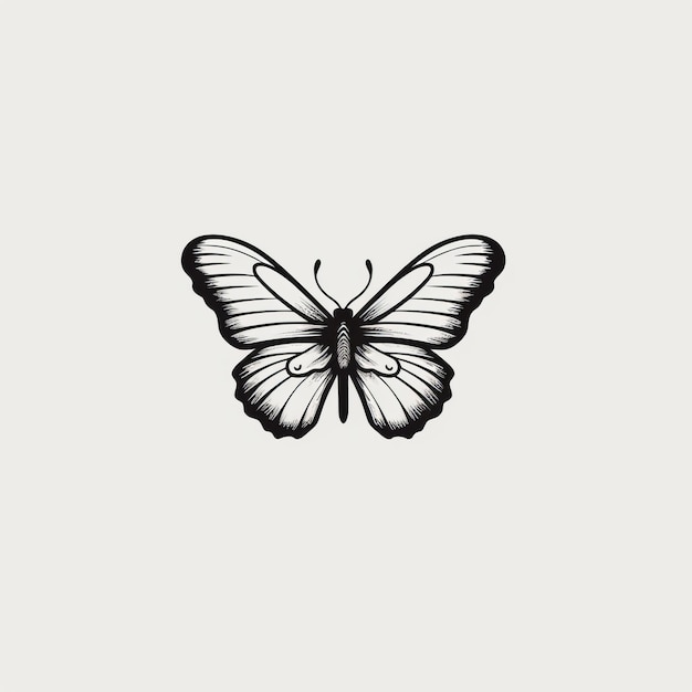 Minimalistic Butterfly Cartoon Doodle Line Art