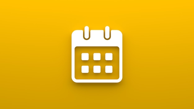 Minimalistic calendar icon 3d rendering of a flat icon on a yellow background