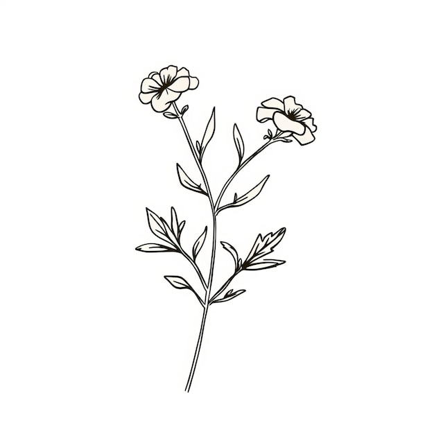 Photo minimalistic carnation flower illustration in earthy color palette