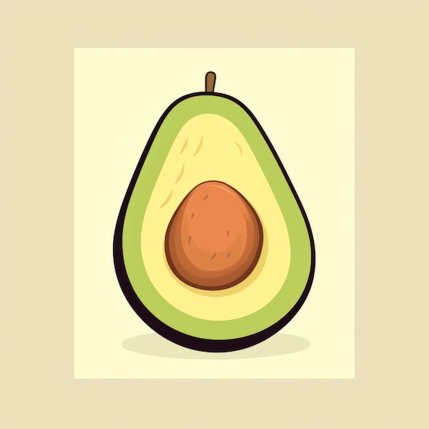 Minimalistic Cartoon Avocado Design On Beige Background