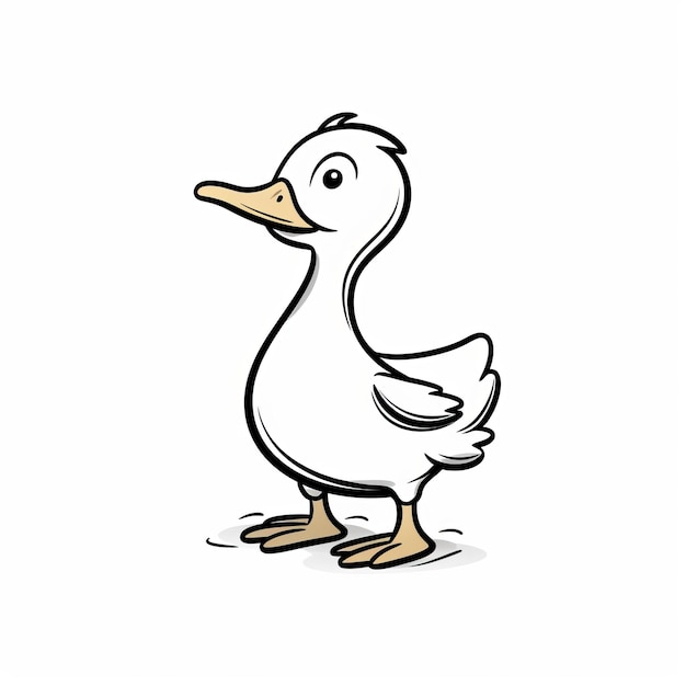 Photo minimalistic cartoon duck sketch on white background