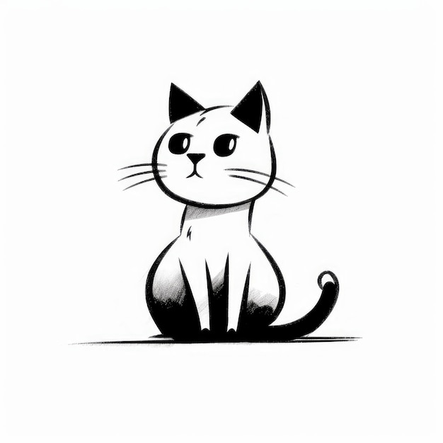 Minimalistic Cat Cartoon Doodle