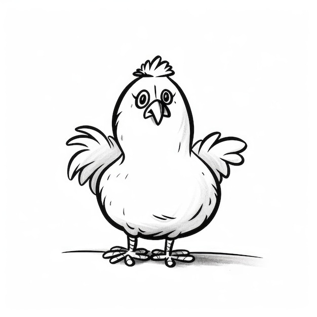 Minimalistic Chicken Cartoon Doodle