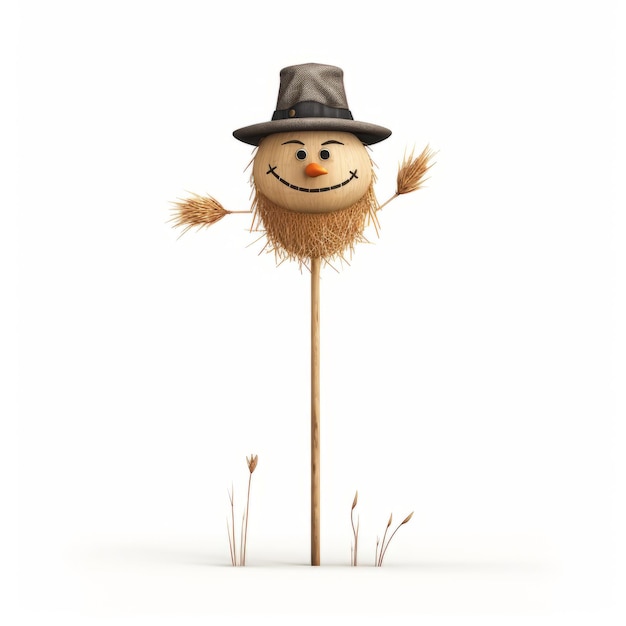 Minimalistic Childbook Scarecrow On Stick 32k Uhd