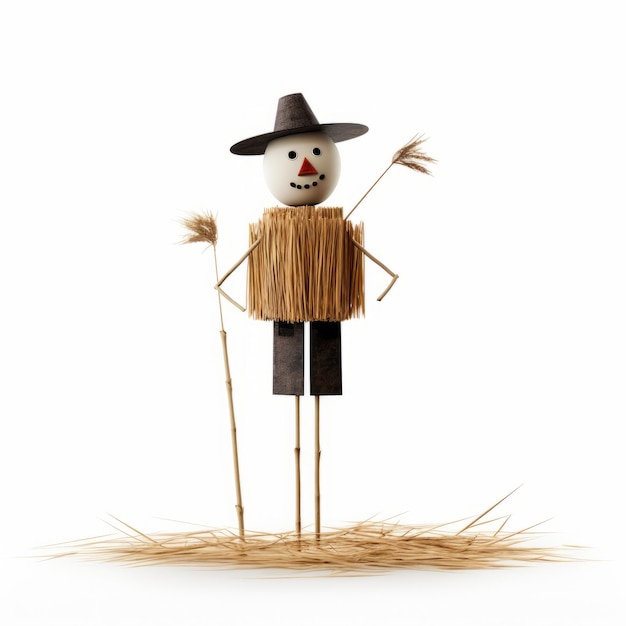 Photo minimalistic childbook scarecrow on stick uhd illustration