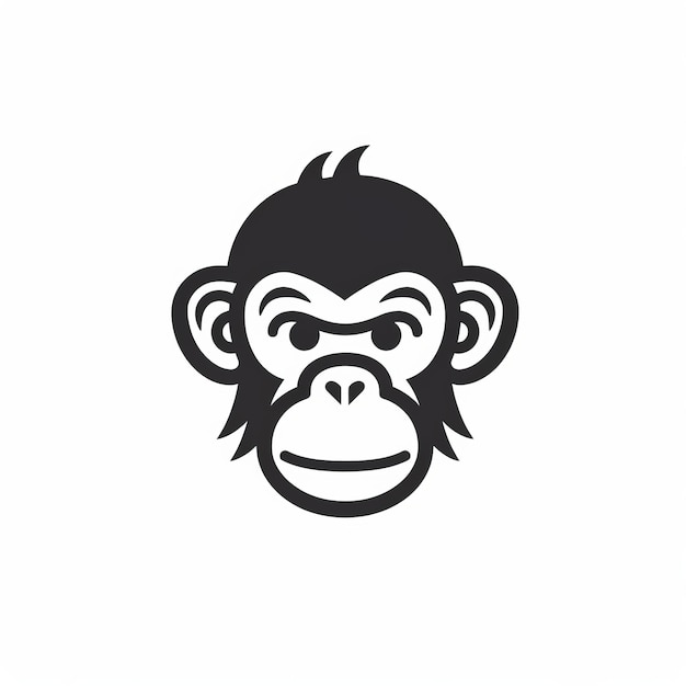 Minimalistic Chimp Icon 2D Lineal Vector Design