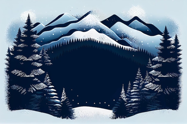 minimalistic composition of mountains and forest copyspace generative ai generative ai