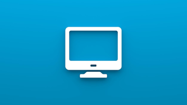 Photo minimalistic computer monitor icon 3d rendering of a flat icon on a blue background