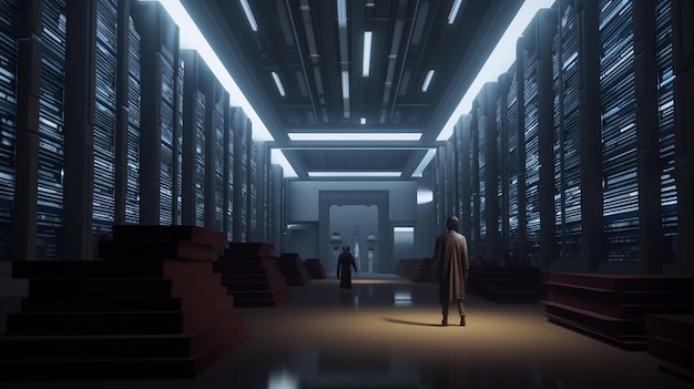 Minimalistic Concept Art of Jedi Archives or Library