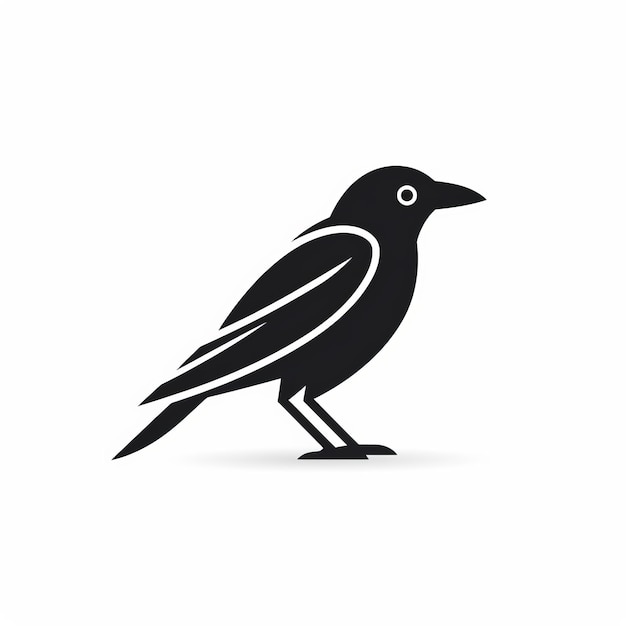 Minimalistic Crow Logo On White Background Vector Symbol Illustration